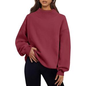 Trendy Queen Womens Oversized Sweatshirts Turtleneck Pullover Long Sleeve Hoodies Tops Fall Fashion Outfits 2025 Clothes(Wine)