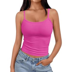 Trendy Queen Womens Spaghetti Strap Tank Tops Adjustable Cute Camisole Going Out Crop Tops Summer Clothes(Hotpink)