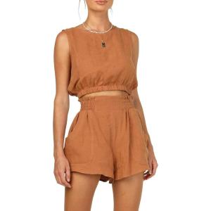 Trendy Queen Womens Summer 2 Piece Outfits Short Sets Matching Sleeveless Tank Top High Waisted Shorts with Pockets(Lightbrown)