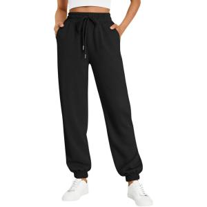 Trendy Queen Women’s Sweatpants Athletic Joggers Baggy Pants Lounge Bottom 2025 Fall Fashion with Pockets(Black)