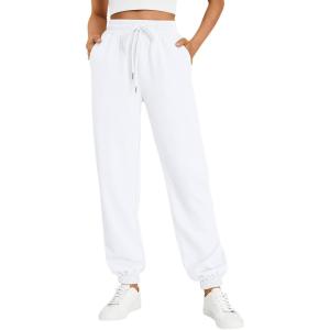 Trendy Queen Women’s Sweatpants Athletic Joggers Baggy Pants Lounge Bottom 2025 Fall Fashion with Pockets(White)