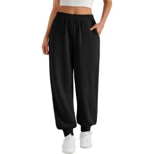 Trendy Queen Womens Sweatpants Baggy Athletic Joggers with Pockets Lounge Pants(Black)