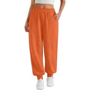 Trendy Queen Womens Sweatpants Baggy Athletic Joggers with Pockets Lounge Pants(Orange)