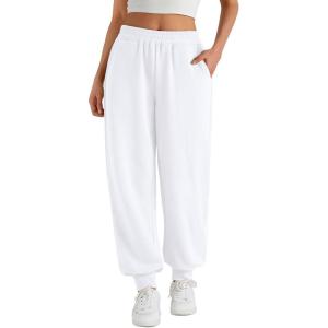 Trendy Queen Womens Sweatpants Baggy Athletic Joggers with Pockets Lounge Pants(White)