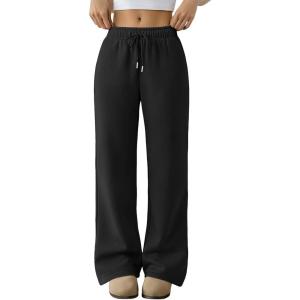 Trendy Queen Womens Sweatpants Baggy Wide Leg Barrel Pants Lounge Comfy Palazzo Joggers with Pockets(Black)