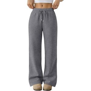 Trendy Queen Womens Sweatpants Baggy Wide Leg Barrel Pants Lounge Comfy Palazzo Joggers with Pockets(Blackgrey)