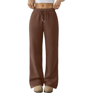 Trendy Queen Womens Sweatpants Baggy Wide Leg Barrel Pants Lounge Comfy Palazzo Joggers with Pockets(Coffee)
