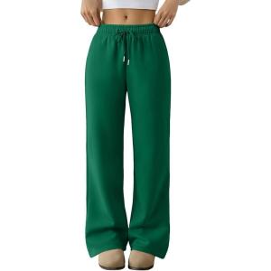 Trendy Queen Womens Sweatpants Baggy Wide Leg Barrel Pants Lounge Comfy Palazzo Joggers with Pockets(Green)