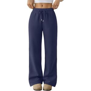 Trendy Queen Womens Sweatpants Baggy Wide Leg Barrel Pants Lounge Comfy Palazzo Joggers with Pockets(Navy)