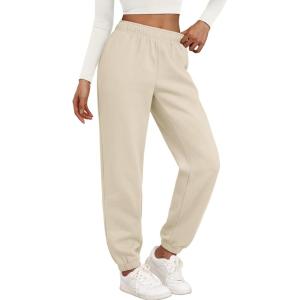 Trendy Queen Womens Sweatpants High Waisted Winter Baggy Lounge Pants Fall Active Fleece Comfy Joggers 2025(Beige)