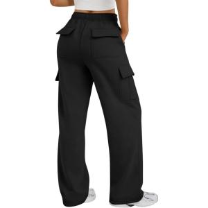 Trendy Queen Womens Sweatpants Wide Leg Cargo Barrel Baggy Pants Joggers Fall Clothes Work 2025 Travel Outfits(Black)