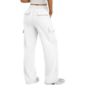 Trendy Queen Womens Sweatpants Wide Leg Cargo Barrel Baggy Pants Joggers Fall Clothes Work 2025 Travel Outfits(White)
