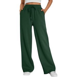 Trendy Queen Womens Wide Leg Fleece Lined Sweatpants Winter Baggy Lounge Travel Pants Fashion Outfits 2025 Joggers Clothes(Green)