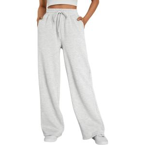Trendy Queen Womens Wide Leg Fleece Lined Sweatpants Winter Baggy Lounge Travel Pants Fashion Outfits 2025 Joggers Clothes(Grey)