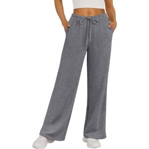 Trendy Queen Womens Wide Leg Sweatpants Baggy Drawstring Low Rise Lounge Pants 2025 Fall Joggers with Pockets(Blackgrey)
