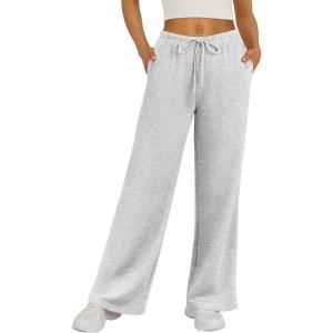 Trendy Queen Womens Wide Leg Sweatpants Baggy Drawstring Low Rise Lounge Pants 2025 Fall Joggers with Pockets(Grey)