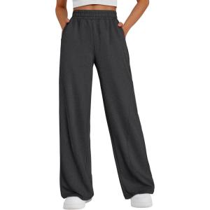 Trendy Queen Women’s Wide Leg Sweatpants Baggy Y2K High Waisted Joggers Fall Fashion Clothes with Pockets 2025(Blackgrey)