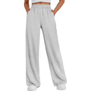 Trendy Queen Women’s Wide Leg Sweatpants Baggy Y2K High Waisted Joggers Fall Fashion Clothes with Pockets 2025(Grey)