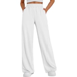 Trendy Queen Women’s Wide Leg Sweatpants Baggy Y2K High Waisted Joggers Fall Fashion Clothes with Pockets 2025(White)