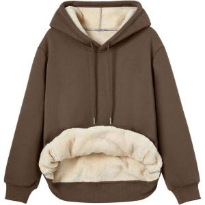 Trendy Queen Women’s Winter Fleece Sherpa Lined Hoodie Casual Warm Pullover Hooded Sweatshirt(Coffee)