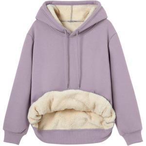 Trendy Queen Women’s Winter Fleece Sherpa Lined Hoodie Casual Warm Pullover Hooded Sweatshirt(Purple)