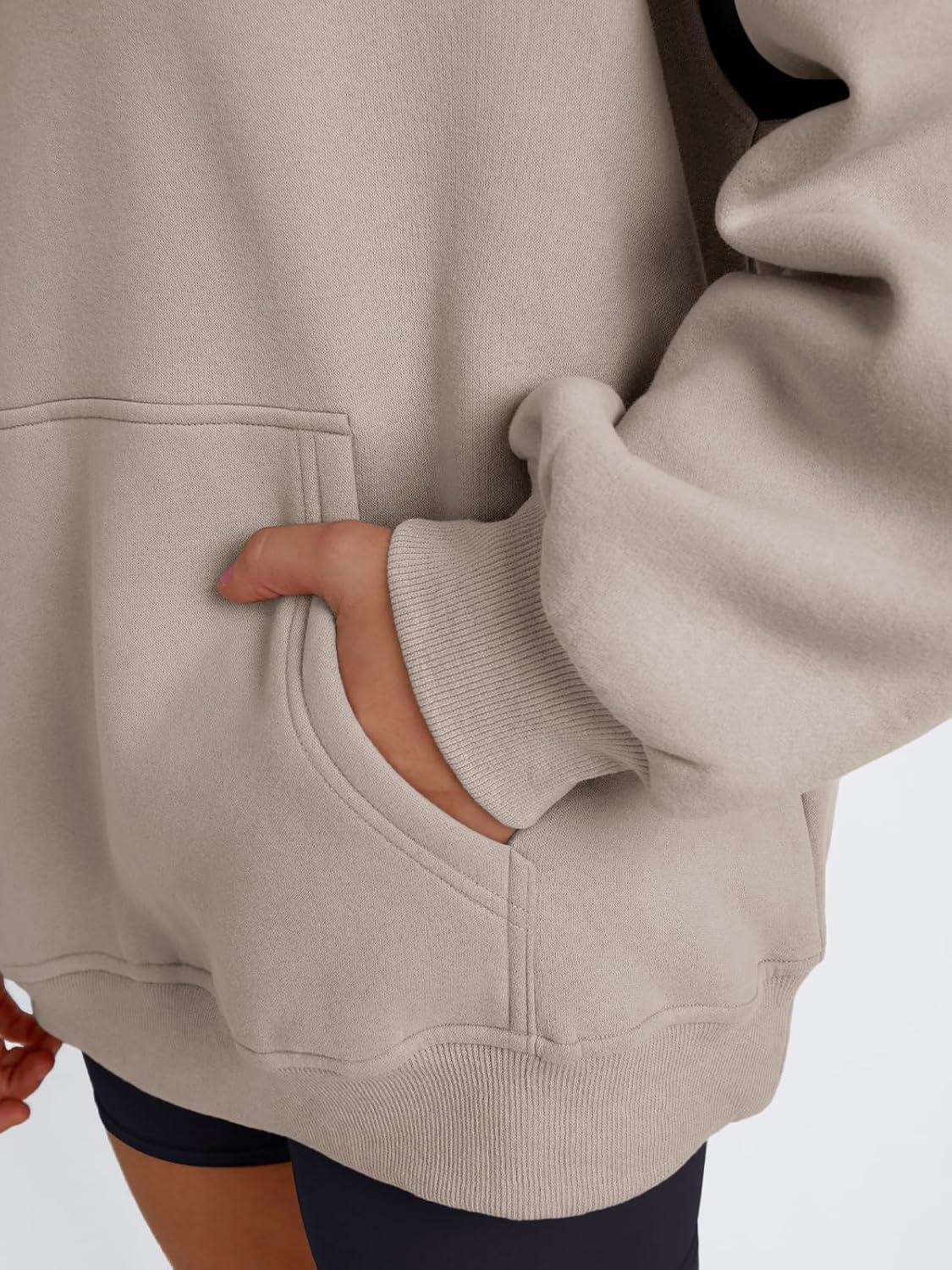 imageTrendy Queen Womens Oversized Hoodies Color Block Fall Fashion 2025 Casual Long Sleeve Sweatshirts Y2k Winter ClothesCoffee Grey