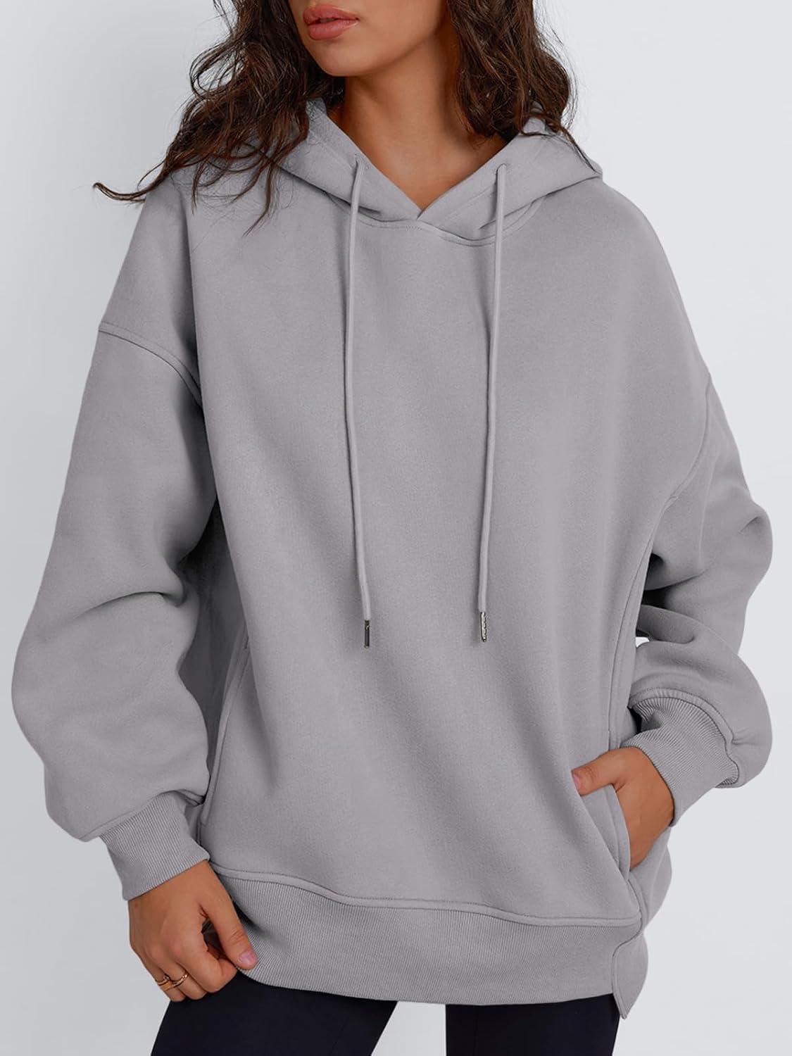 imageTrendy Queen Womens Oversized Hoodies Fall Fashion 2025 Casual Long Sleeve Sweatshirts Y2k Outfits Winter ClothesGrey