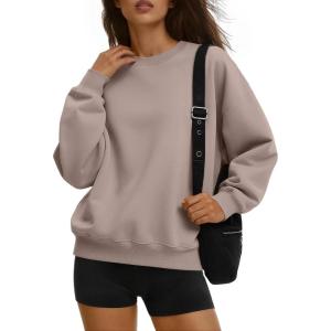 Trendy Queen Womens Sweatshirts Crewneck Pullover Hoodies Casual Tops Sweaters Fall Winter Outfits 2025 Comfy Fashion Clothes(Coffeegrey)