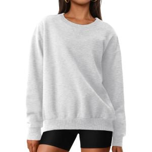 Trendy Queen Womens V-Notch Lightweight Long Sleeve Sweatshirts Crewneck Fleece Hoodies Fall Fashion 2025 Pullover(Grey)