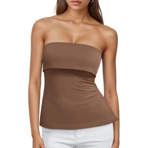Trendy Queen Going Out Tops for Women Summer Spring Tube Tops Cute Off The Shoulder Backless Corset Teen Girls Y2k Clothes(Brown)