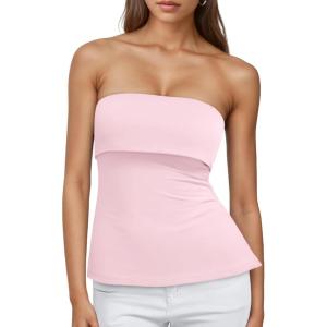 Trendy Queen Going Out Tops for Women Summer Spring Tube Tops Cute Off The Shoulder Backless Corset Teen Girls Y2k Clothes(Lightpink)