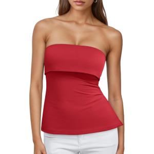 Trendy Queen Going Out Tops for Women Summer Spring Tube Tops Cute Off The Shoulder Backless Corset Teen Girls Y2k Clothes(Red)