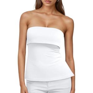 Trendy Queen Going Out Tops for Women Summer Spring Tube Tops Cute Off The Shoulder Backless Corset Teen Girls Y2k Clothes(White)