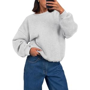 Trendy Queen Womens Crewneck Sweatshirts Casual Pullover Long Sleeve Shirts Fall Fashion 2025 Clothes(Grey)