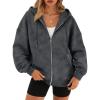 imageTrendy Queen Zip Up Hoodies for Women Oversized Acid Wash Sweatshirt Winter Fashion Jacket Cute Y2k Fall teen girls pulloverGrey