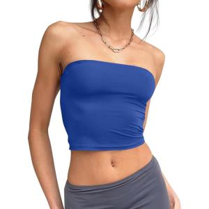 Trendy Queen Womens Tube Tops Strapless Crop Tops Basic Backless Sleeveless Going Out 2026 Spring Outfits Summer Clothes(Royal Blue)