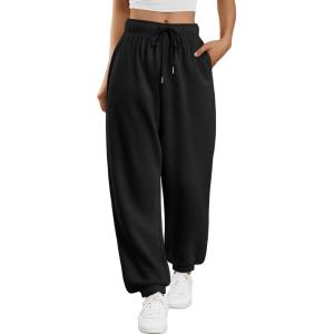 Trendy Queen Sweatpants Women Baggy Joggers with Pockets Lounge Comfy Barrel Pants Teens Cute Y2K Sports Fall Clothes 2026(Black)