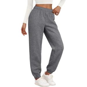 Trendy Queen Womens Sweatpants High Waisted Winter Baggy Lounge Pants Fall Active Fleece Comfy Joggers 2026(Dark Grey)