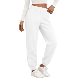 Trendy Queen Womens Sweatpants High Waisted Winter Baggy Lounge Pants Fall Active Fleece Comfy Joggers 2026(White)